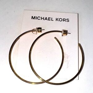 Michael Kors Womens Stainless Steel CityScape Gold-Tone Hoop Earrings